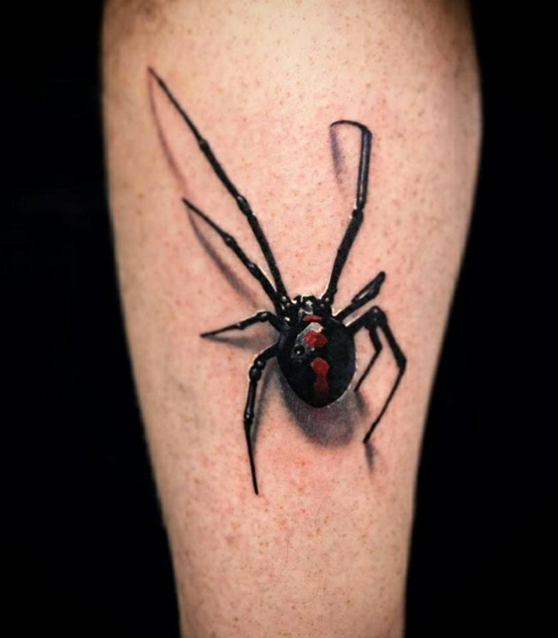 Tatueringar kvinna ben spindel 3D