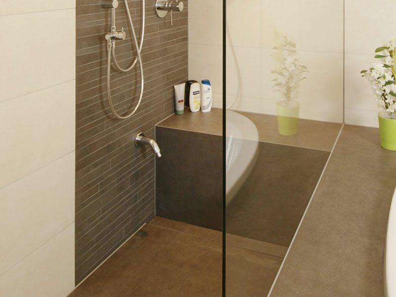 banho moderno em tijolo de design de banheiro