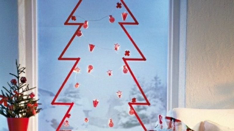 Vianočné dekorácie okná Vianočný stromček