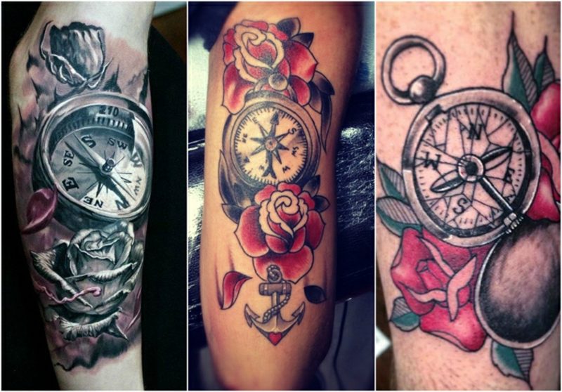 Compass Tattoo Template Roses Look splendido