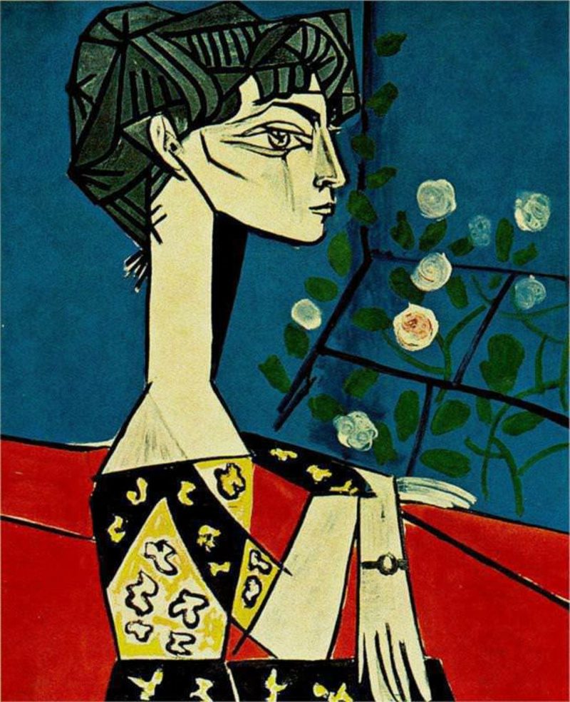 Fitur Kuburan Jacqueline dengan bunga, 1954 oleh Picasso
