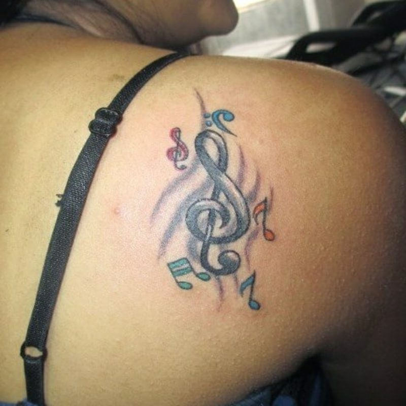Clef Tattoo hudobné symbol rameno tetovanie