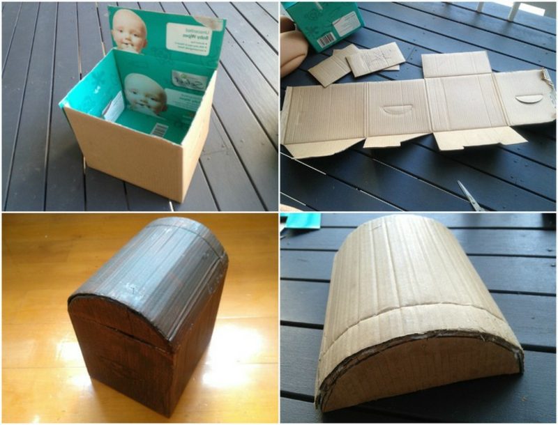DIY treasure box drotárske staré kartónové obalové inštrukcie