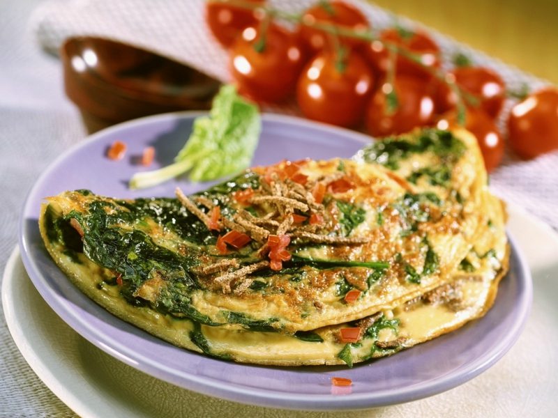 lågkarbon recept middagspenat omelett med svampar