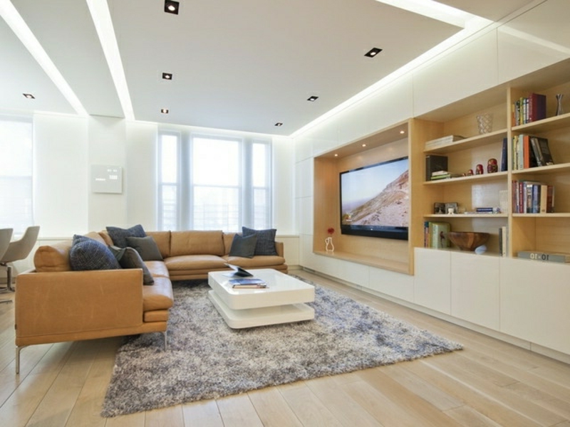 moderné indireke osvetlenie v obývacej izbe