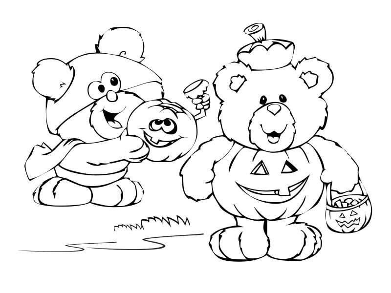 Björnarna är också en viktig del av Halloween färgläggningssidor