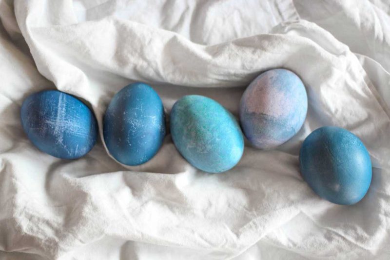vajcia modrej farby