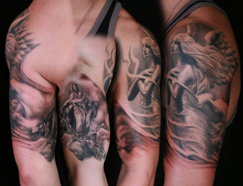 anjel tetovanie ramien muži