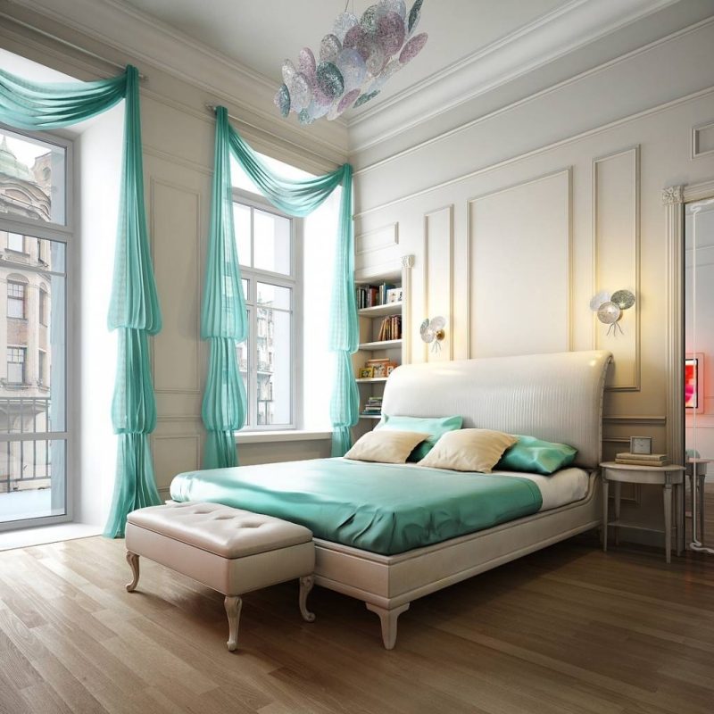 För ljusa rum bestämmer du fönsterdesign med dekorativa gardiner