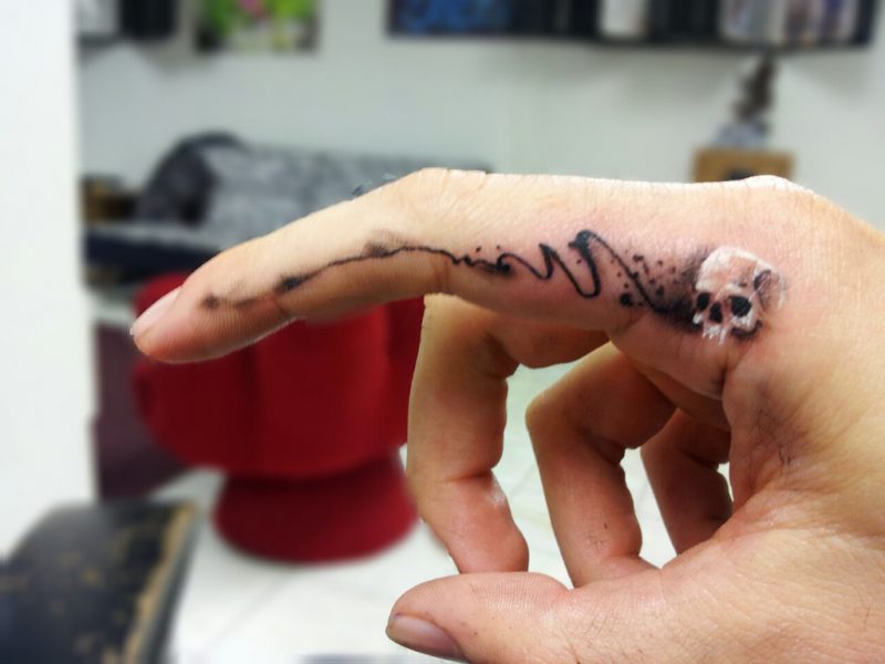 Finger tatuiruotė kaukolė