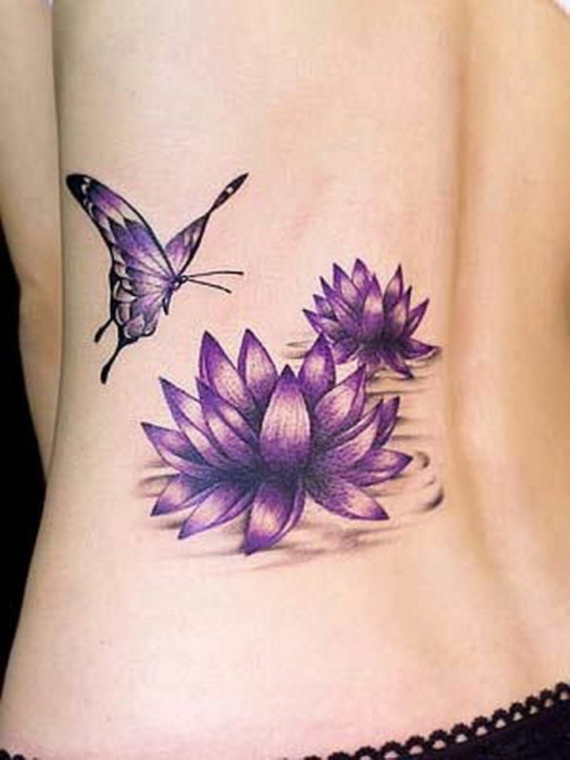 Lilie Tetovanie dvoch vodných ľalií a motýľa