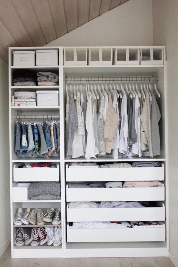 Idea terbaik dan kerangka Ikea untuk almari pakaian anda