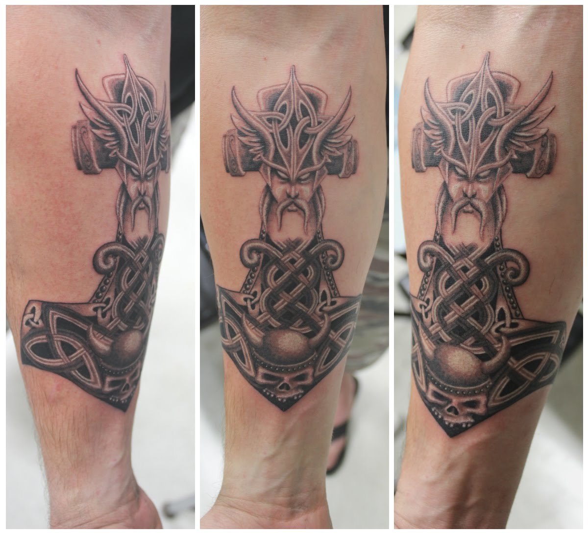 Nordic Tattoo met Odin en de Thoshammer