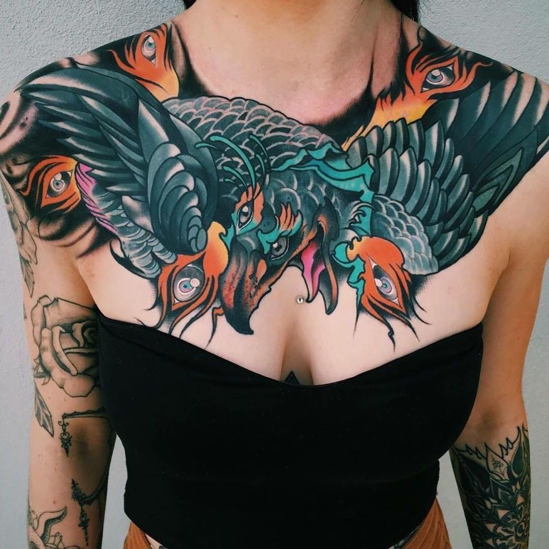 Raven-tatoeage uit de Viking-mythologie