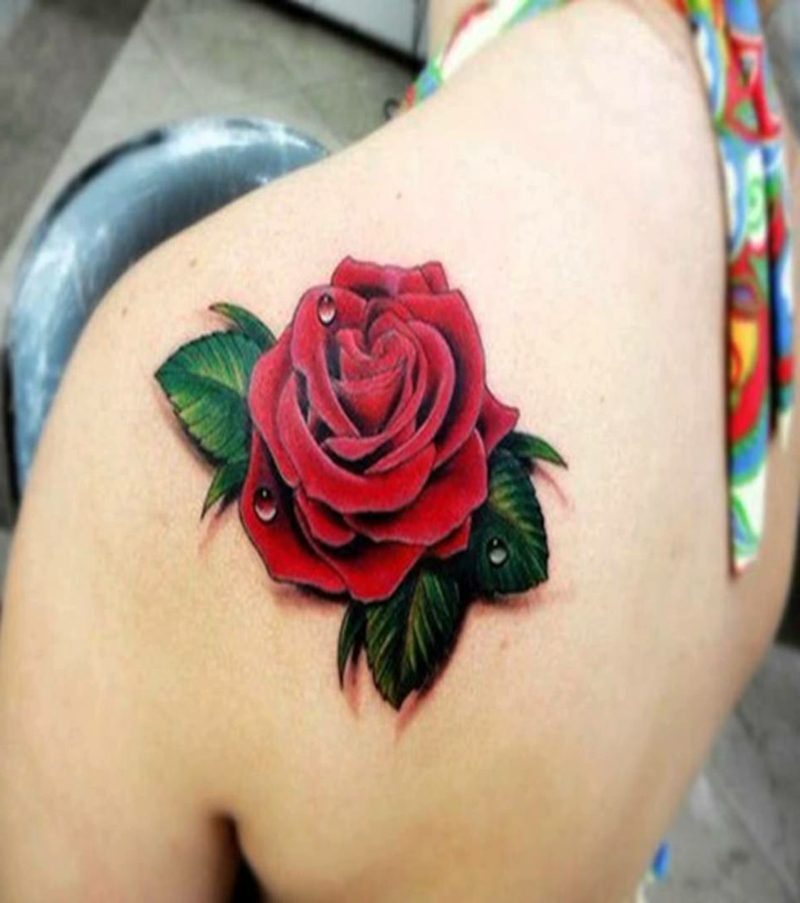 Rose tatuering i 3D-look axel
