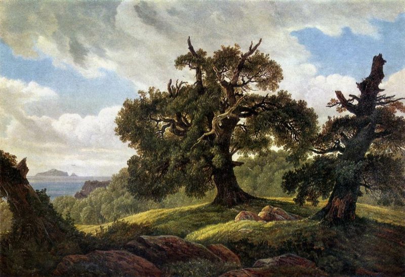 Romantisk bilder Carl Gustav Carus Eichen ved sjøen