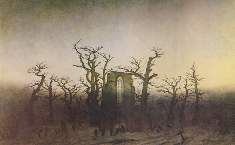 romantiske bilder Caspar David Friedrich Abbey i Eichwald