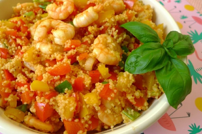 Couscous gezond recept met garnalen en tomaten