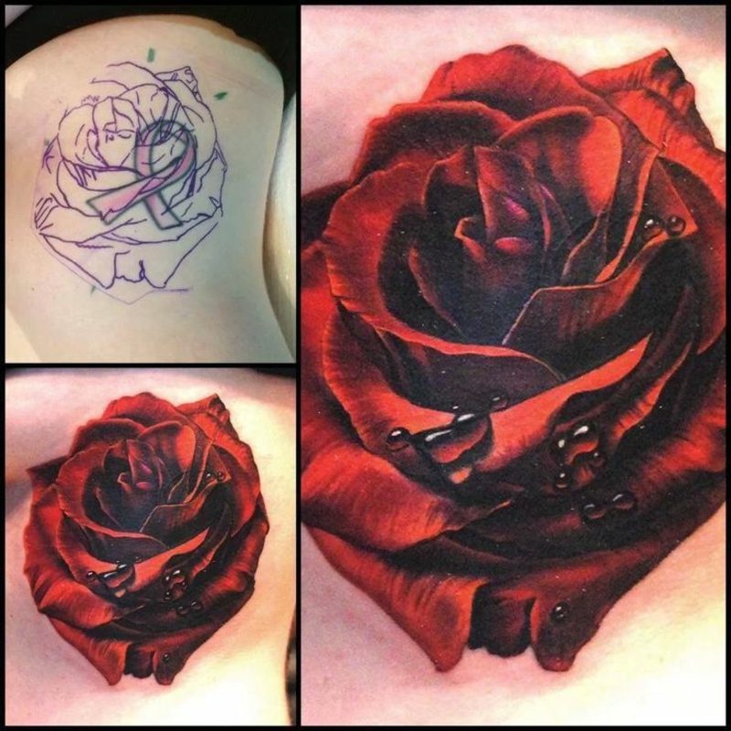 Zakryte Tattoo Rose nádherný farebný dizajn