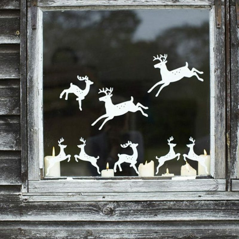 Okná obrázky pre vianočné papier jeleňa horiace sviečky