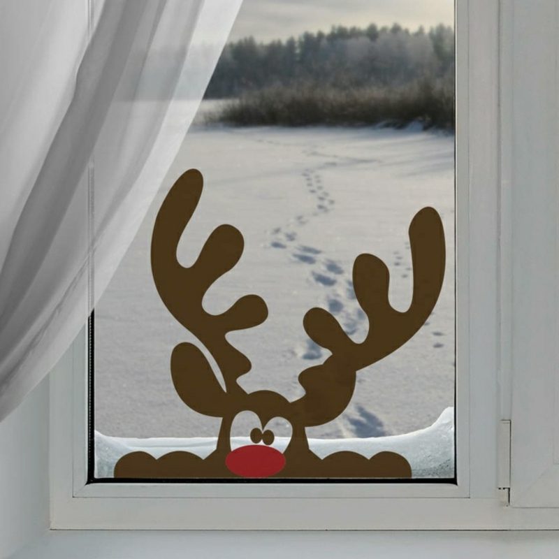 Okná obrázky pre vianočné sobov z papiera legrační