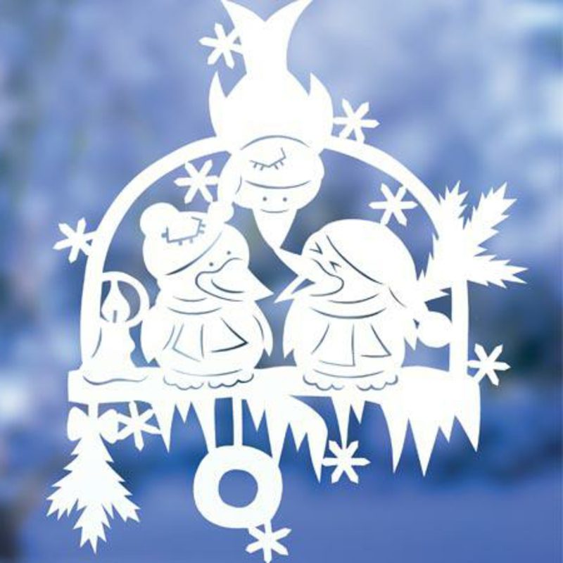 Okná obrázky pre vianočné tri vtáky