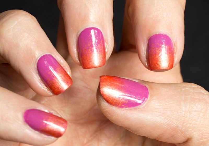 Fingernails Ombre rosa och orange