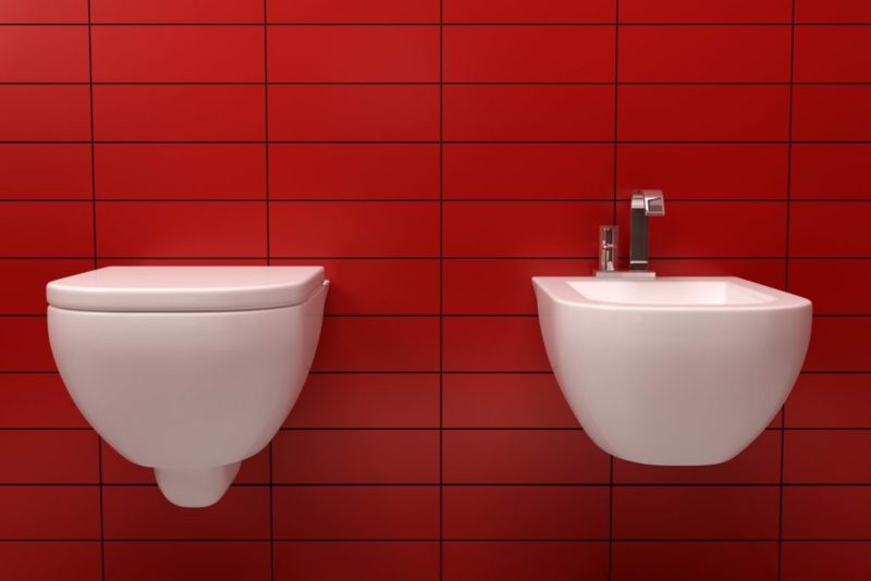 Cat bilik mandi jubin berwarna merah