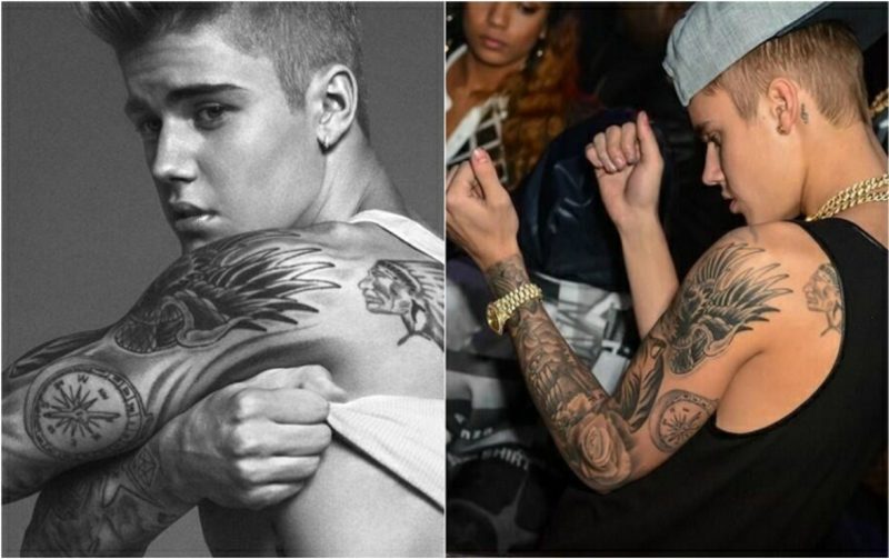 Modello di tatuaggio bussola uomo Justin Bieber