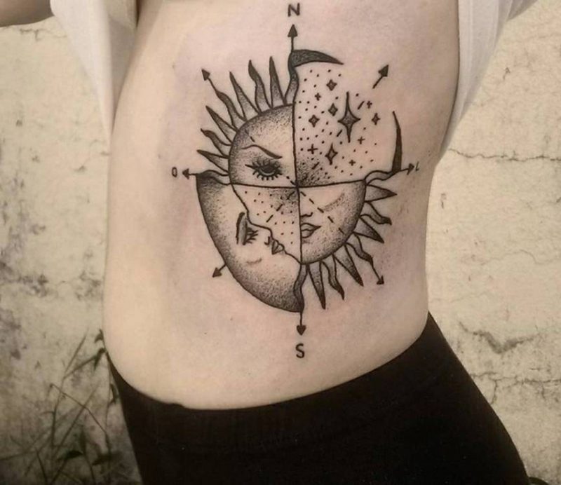 Virtualnights Leipzig Tattoo Compass Sun Moon