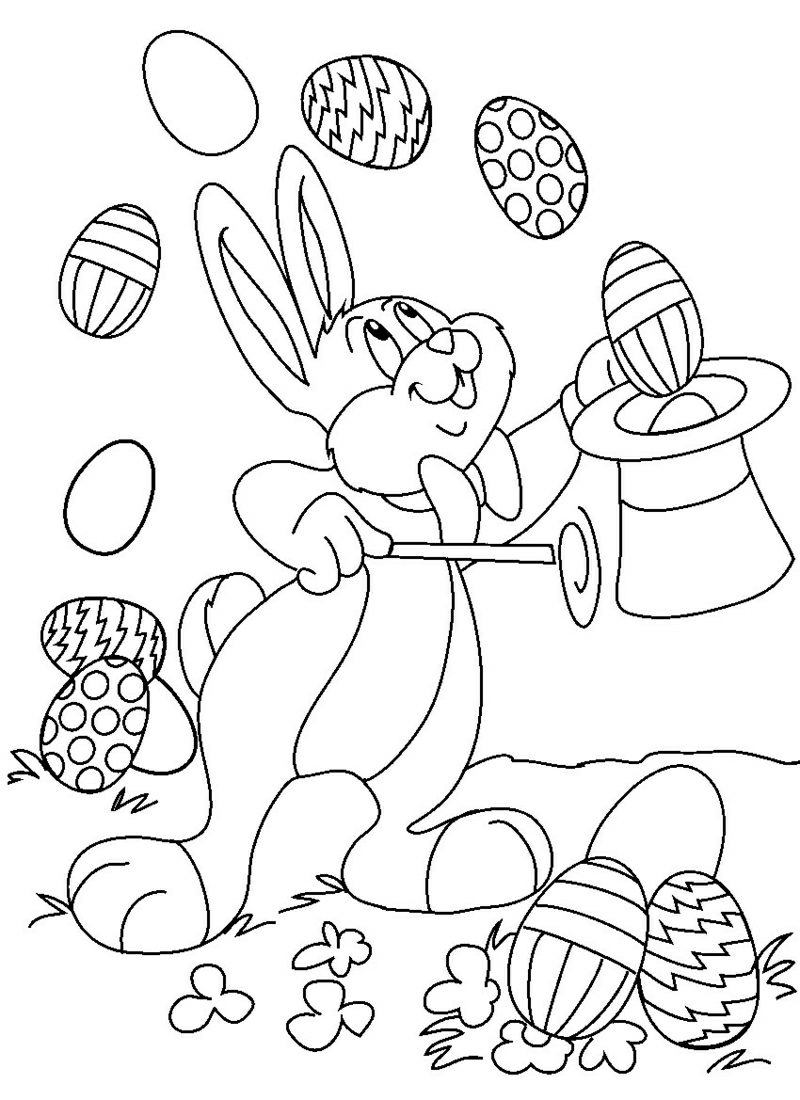 Mago dei conigli di Pasqua gratis da colorare