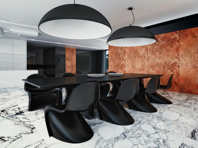dizajnérske mramorové dlaždice v jedálni