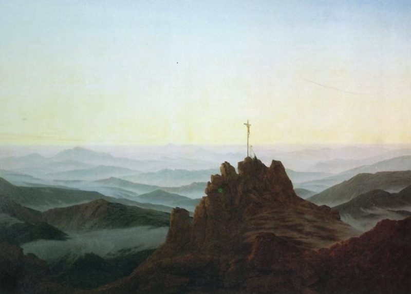 Romantisk kunstmaleri Morgen i Giant Mountains Caspar David Friedrich