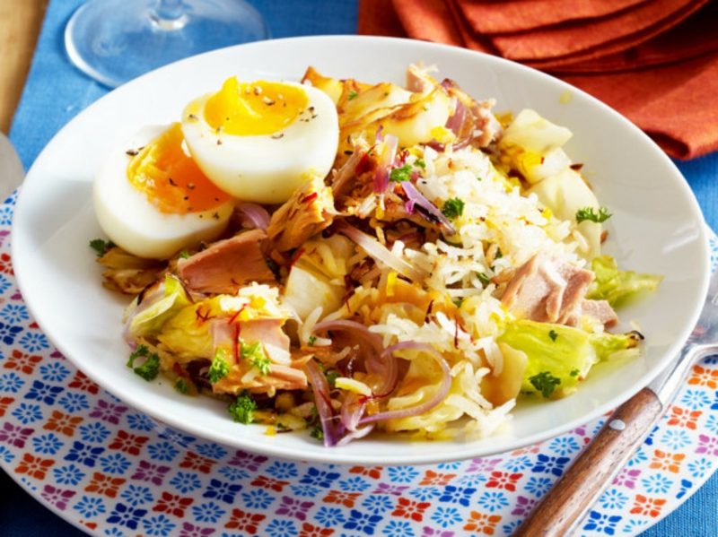 hälsosam bantning recept ris pan kål ägg tonfisk