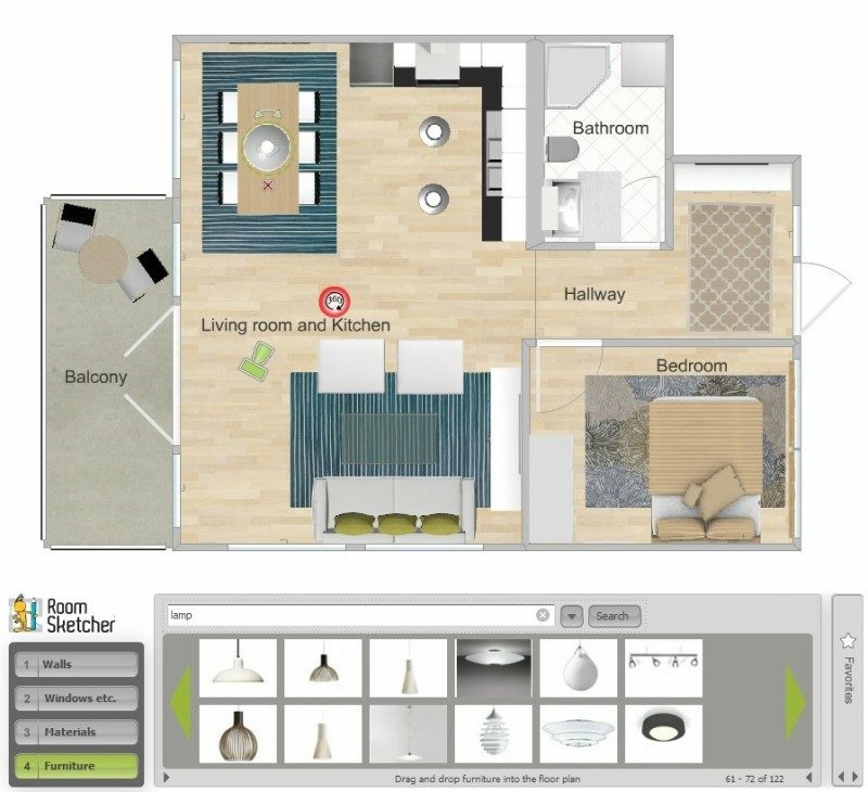 Návrh interiéru 3d dizajnér izby RoomSketcher