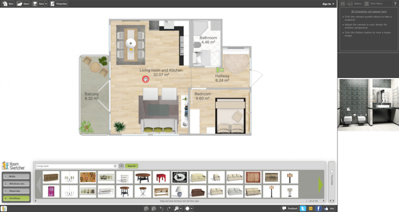 Designer de cameră RoomSketcher Interface House Scheme
