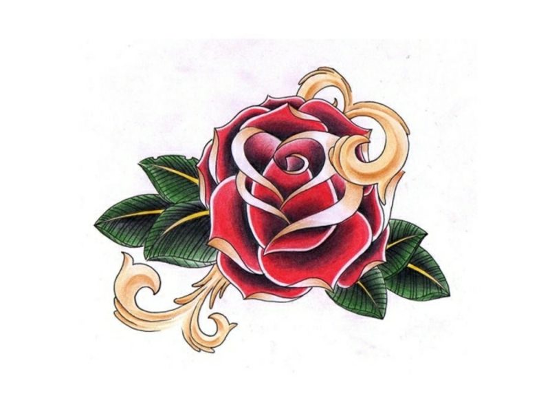 Tattoovorlagen pentru antebraț Trandafir colorat