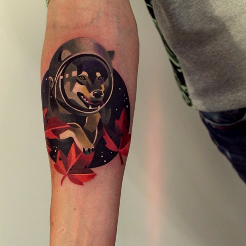 팔뚝 남자 늑대 재미있는 디자인 문신에 문신