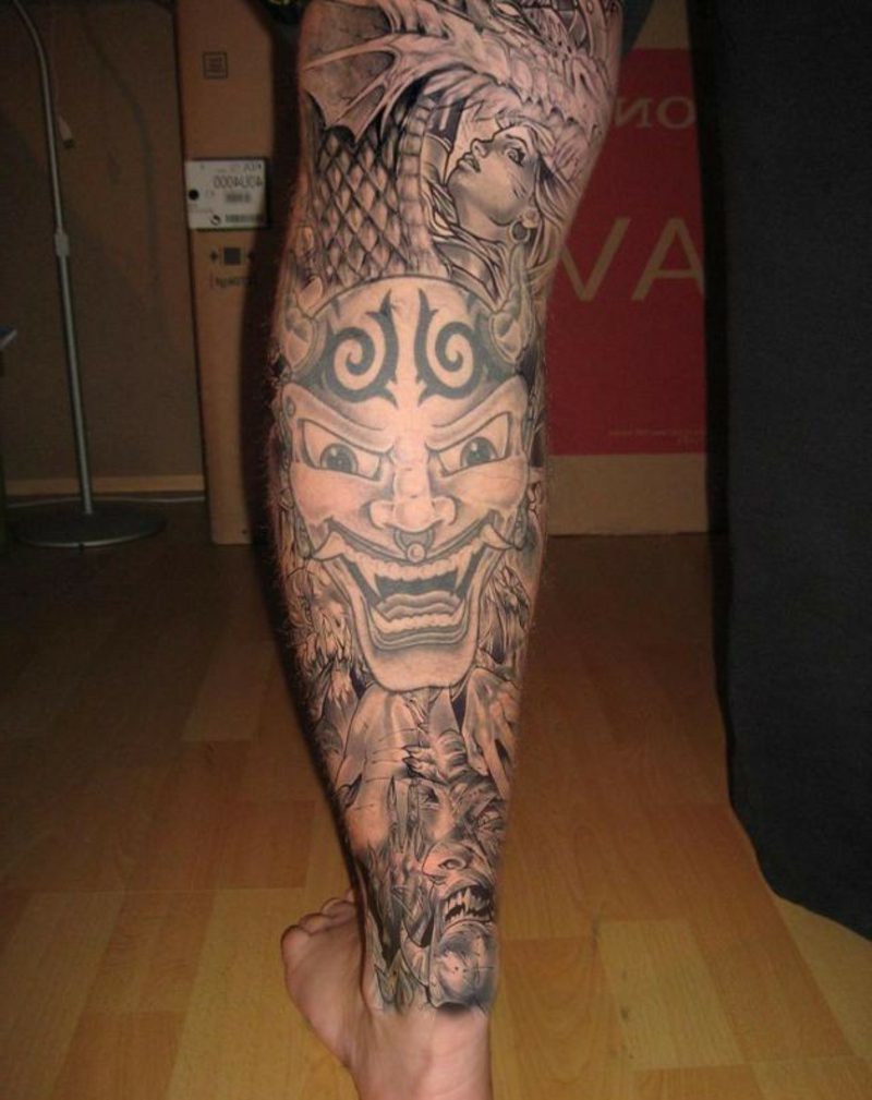 tatuaż łydki japoński