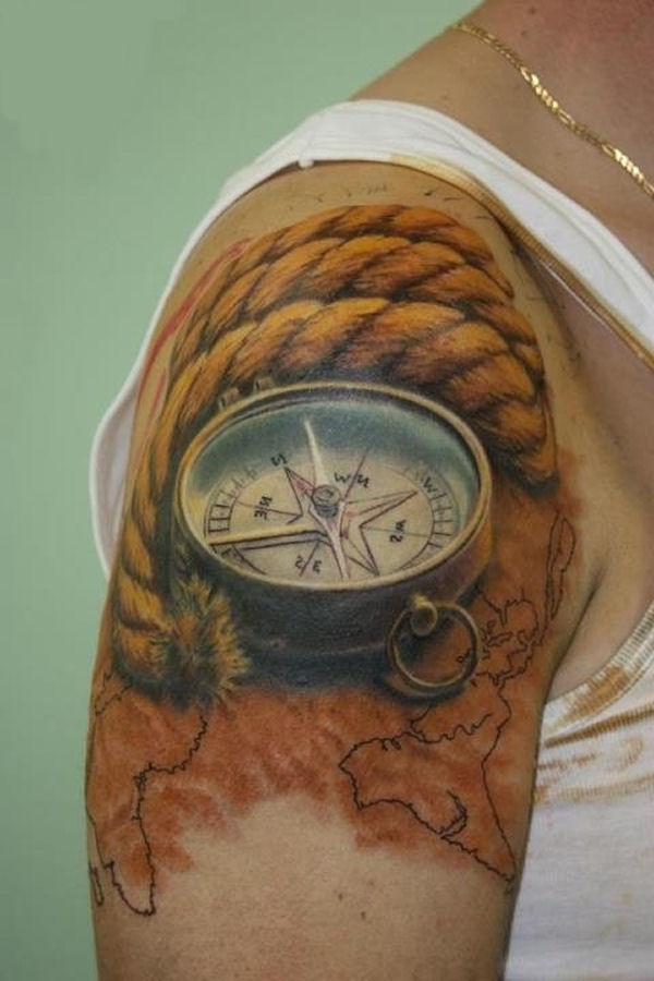 Tato terbaik ide tato kompas motif tato berwarna tato pria