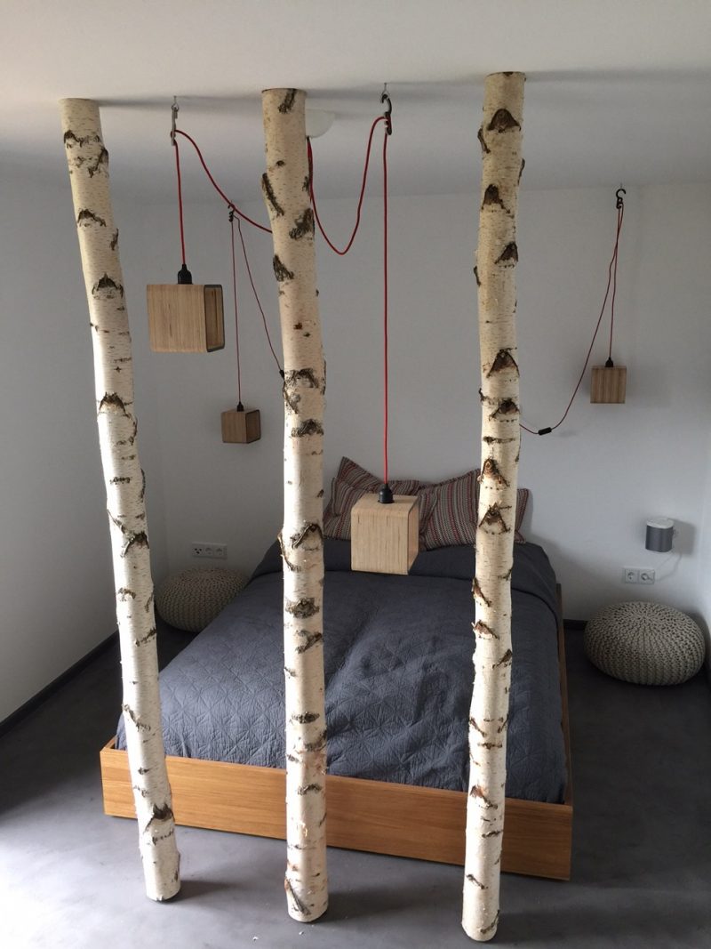 Birch trunk deco bed bedroom