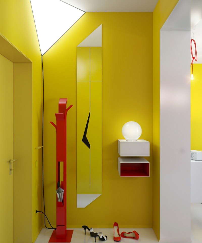 Spalvų schema koridoriuje raudona ir geltona