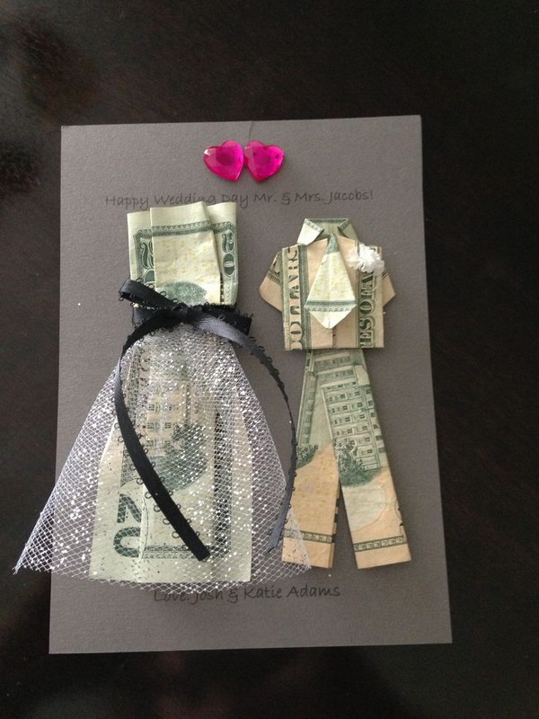 Bancnote rochie ori - face carte de nunta