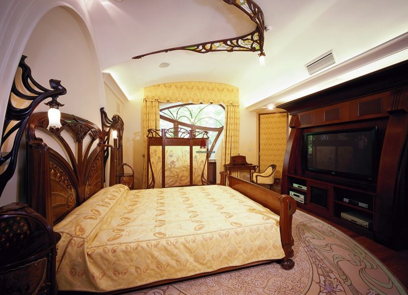 Art Nouveau mempunyai reka bentuk dalaman bilik tidur