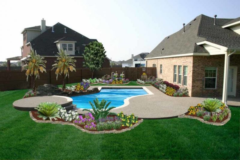 Moderna vrtna zasnova z bazenom