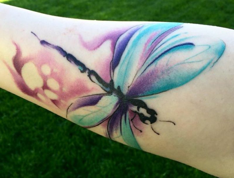 original dragonfly tatu berwarna-warni