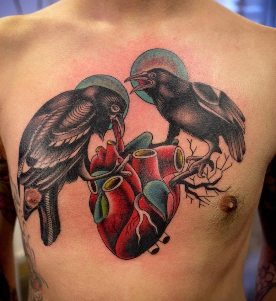 Raven Tattoo, Odin's raaf op een hart