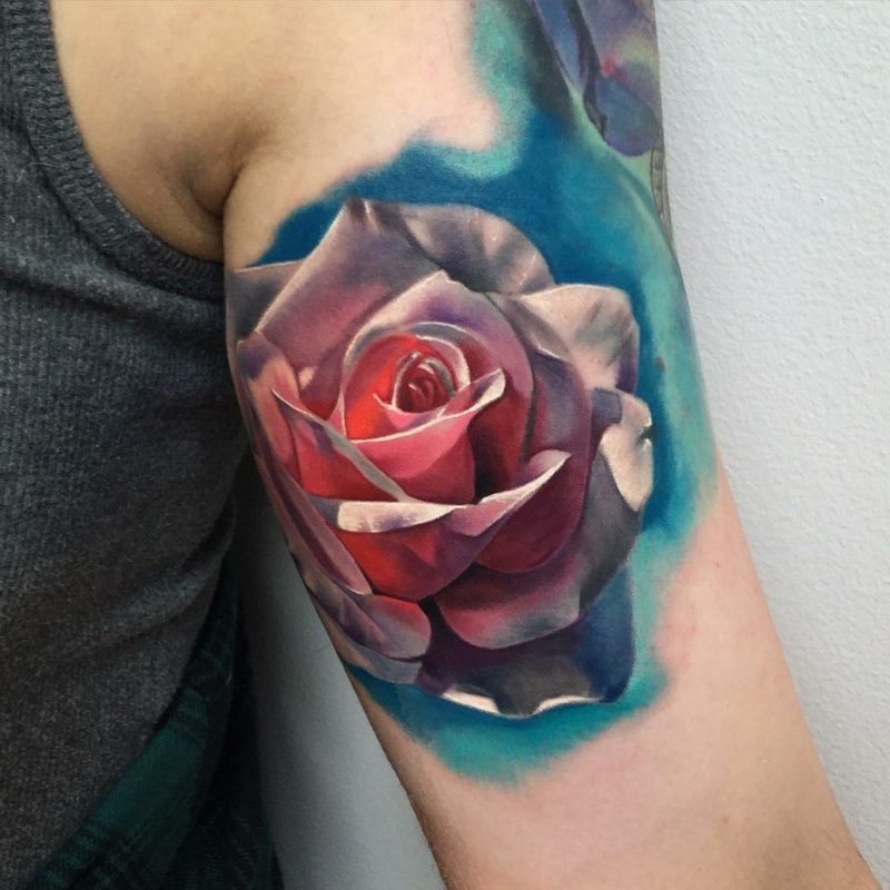Stunning Tattoo Rose Upper Arm