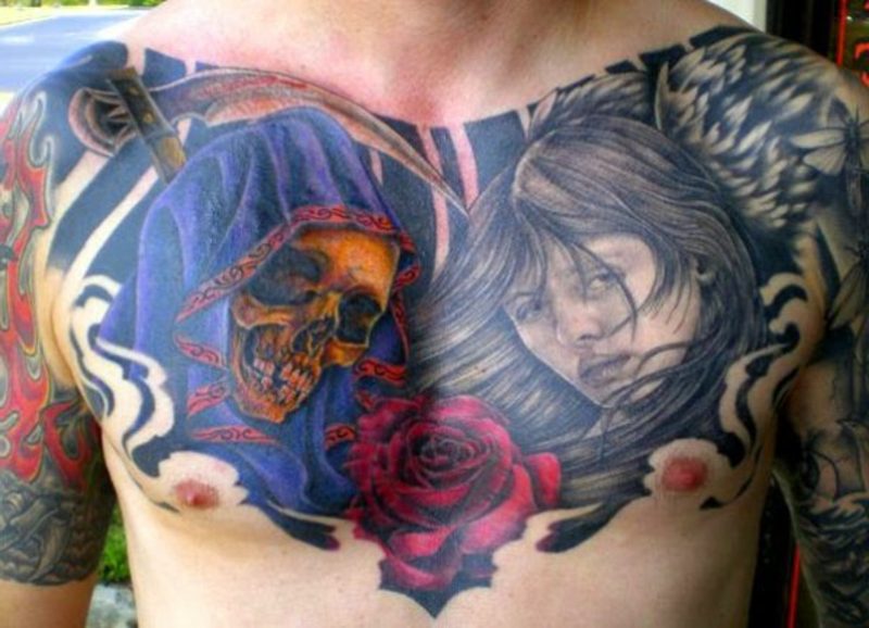 Tatuagem tatuagem de peito de lado peito mulher