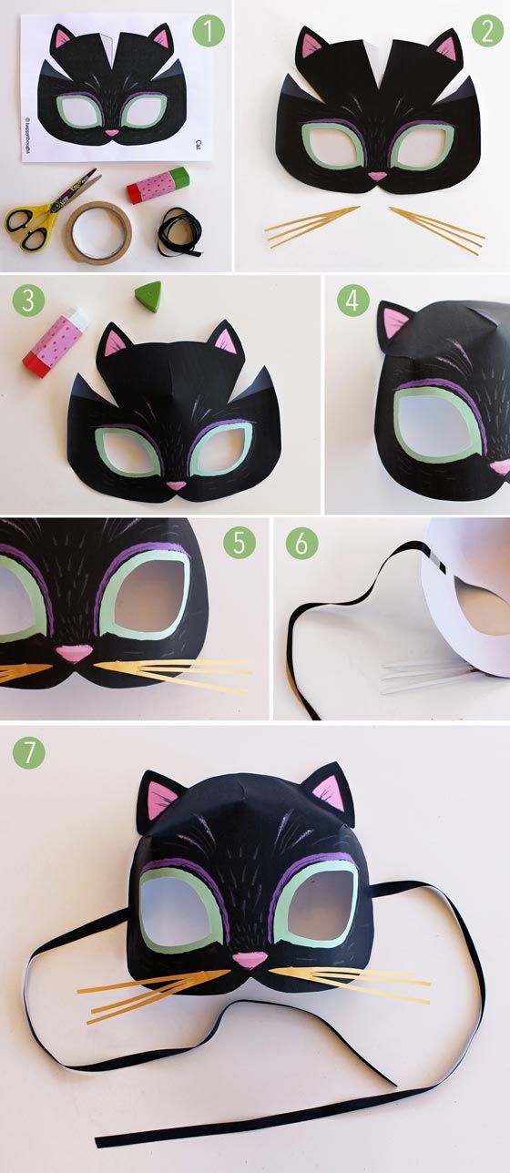 katt dyr masker tinker diy instruksjon enkelt